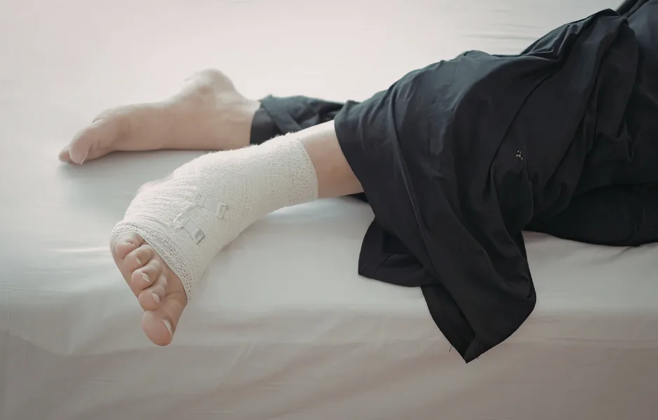 Person wearing arm sling representing ongoing injury recovery during case timeline